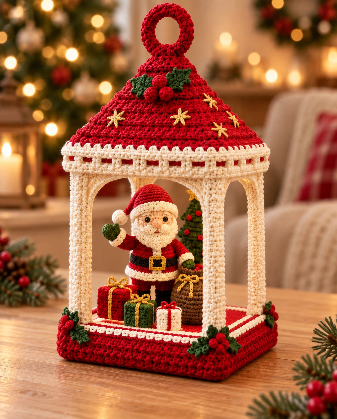 Lanterna Encantada do Papai Noel completa em crochê